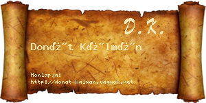 Donát Kálmán névjegykártya
